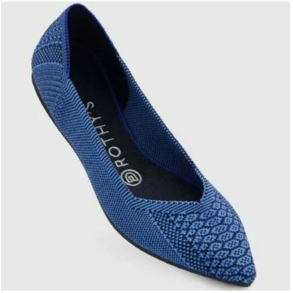 Rothy’s The Point Flat In Lapis Python Blue Rare … - image 1